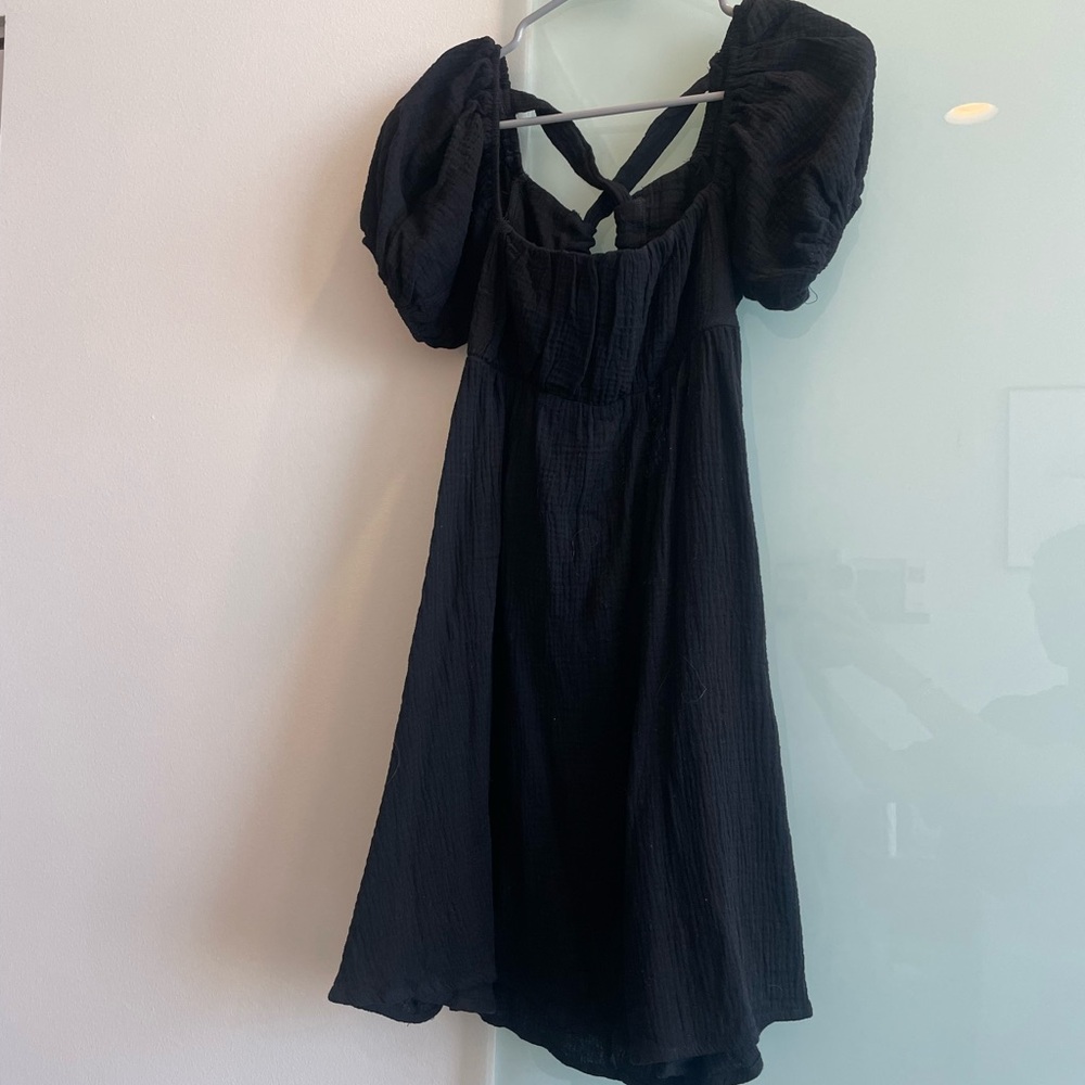 Princess Polly Mini Black Puff Sleeve Dress